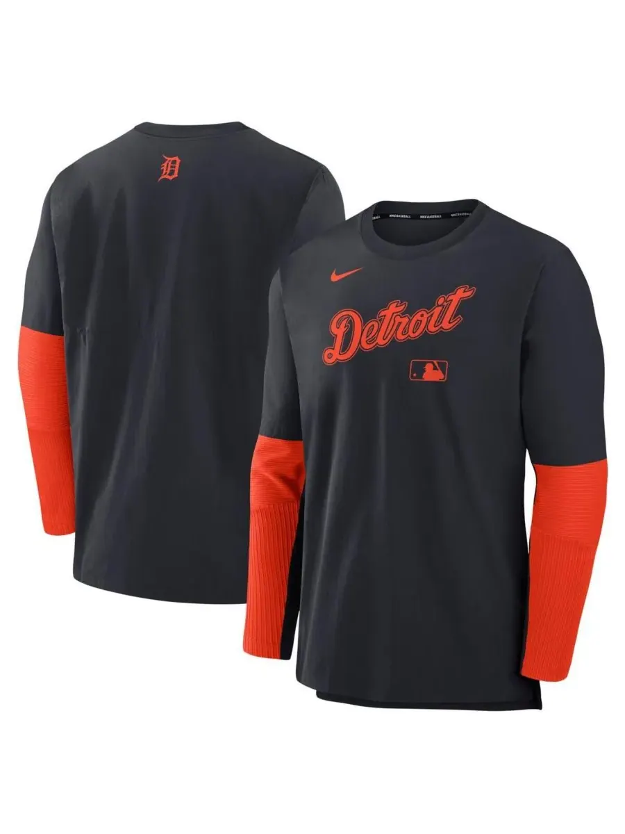 Nike Мужская толстовка-пуловер Detroit Tigers из легкой смесовой ткани — изображение 1 из 3, темно-синий оранжевый