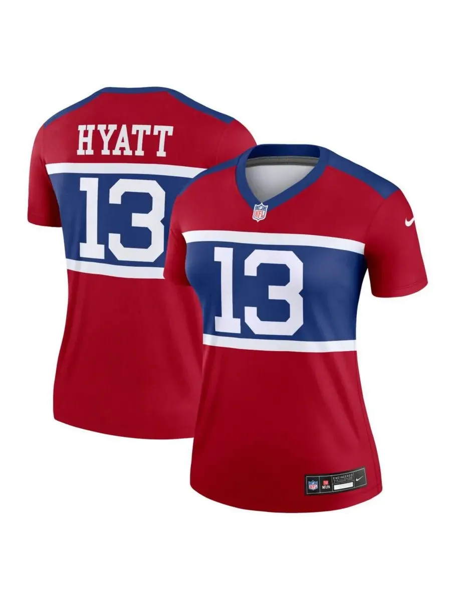 Nike Женская красная футболка Jalin Hyatt New York Giants Alternate Legend Player Performance Top — изображение 1 из 3