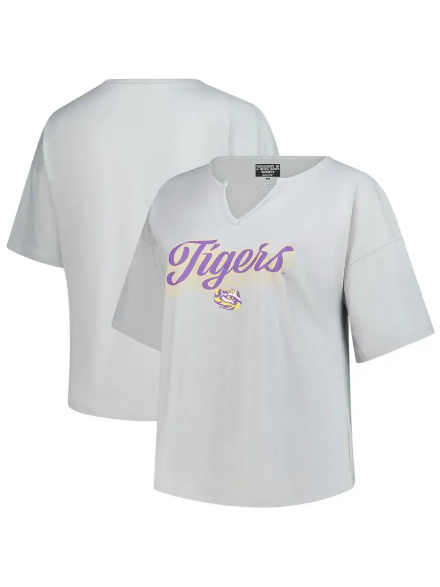 Женская серая футболка большого размера LSU Tigers Winning Gear с вырезом на шее Fanatics — изображение 1 из 3, серый