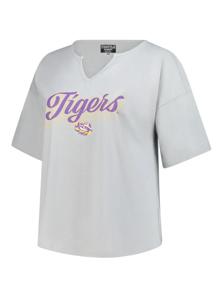 Женская серая футболка большого размера LSU Tigers Winning Gear с вырезом на шее Fanatics — изображение 2 из 3, серый