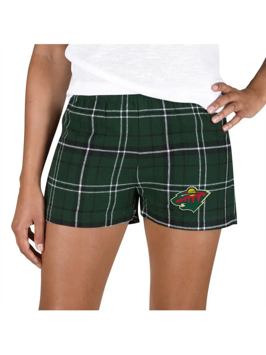 Женские фланелевые шорты Minnesota Wild Ultimate цвета хаки/черный Concepts Sport — изображение 1 из 1, зеленый черный