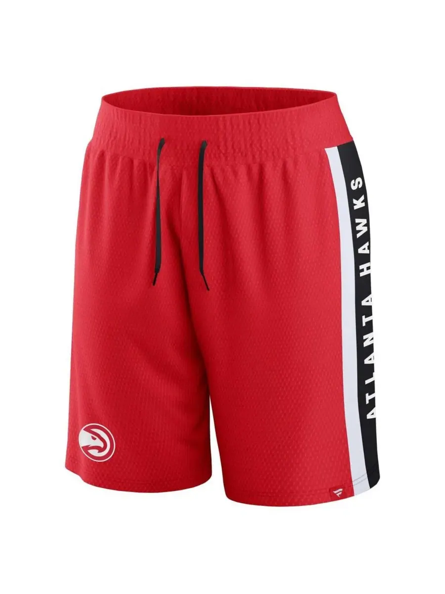 Мужские красные сетчатые шорты с символикой команды Atlanta Hawks Referee Fanatics — изображение 2 из 3, красный черный