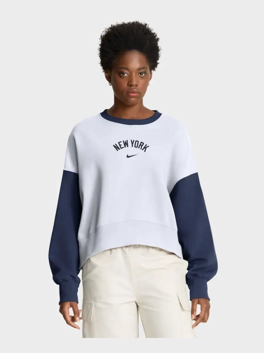 Оверсайз-свитшот из флиса New York Yankees Nike — изображение 3 из 5, белый темно-синий