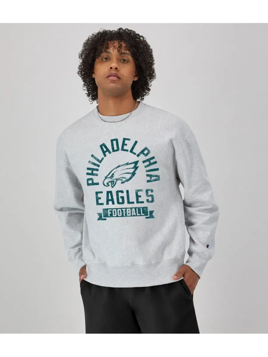 Свитшот-пуловер из футера Reverse Weave с принтом Philadelphia Eagles Champion — изображение 3 из 5, серый