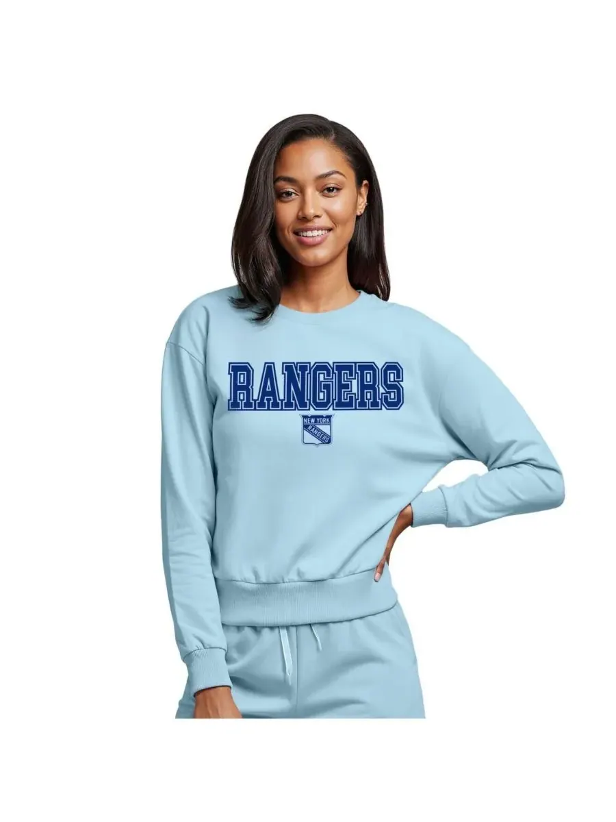 Concepts Sport Женская светло-голубая толстовка с принтом New York Rangers в тон ткани — изображение 1 из 2, светлый синий