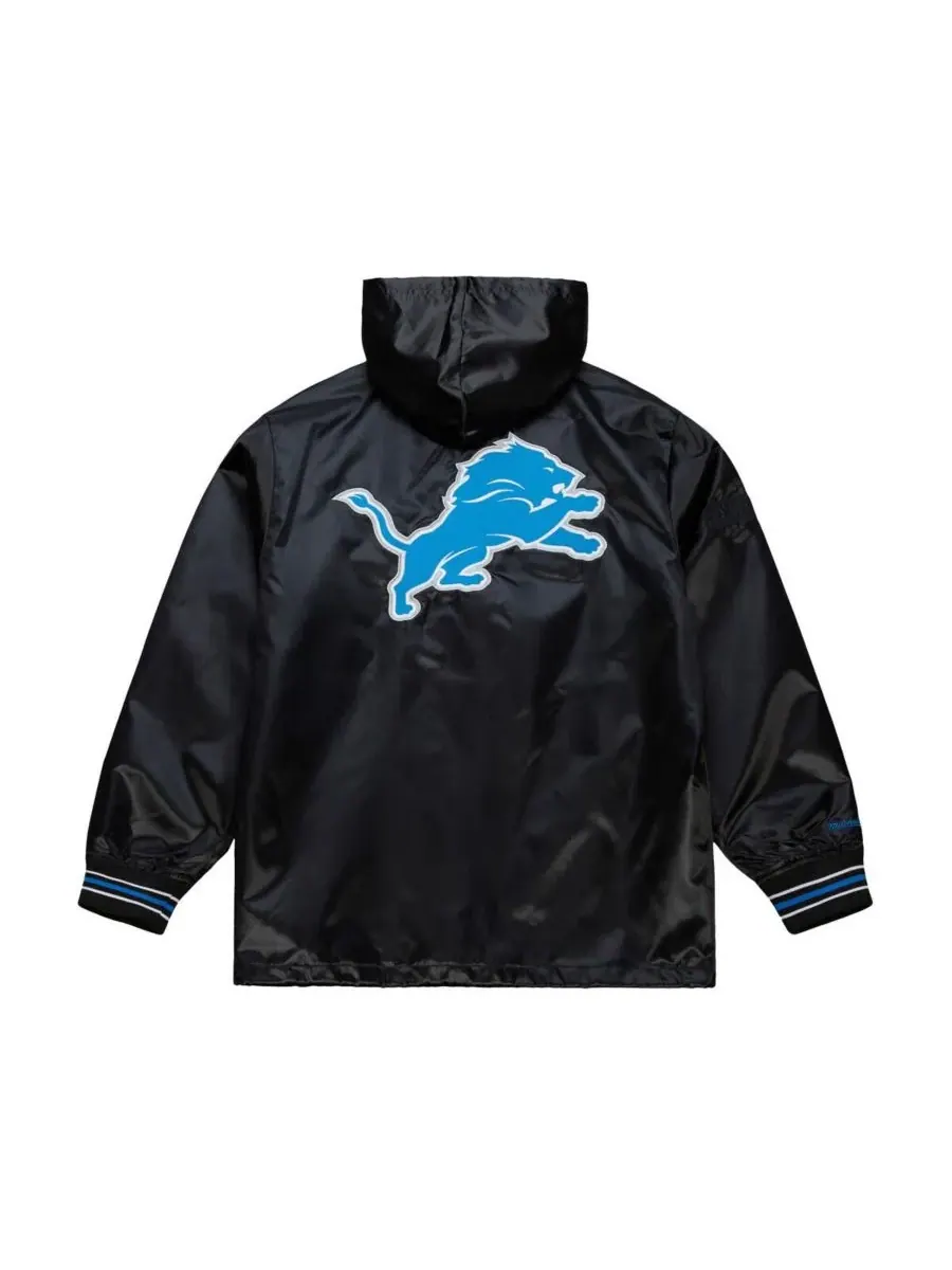 Mitchell & Ness Мужская черная атласная куртка Detroit Lions Downtown с застежкой на кнопках — изображение 2 из 3, черный