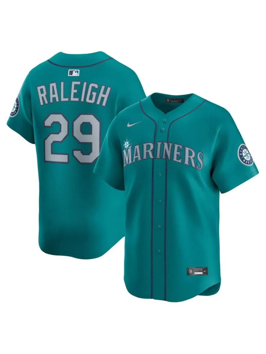 Мужская альтернативная футболка Cal Raleigh Teal Seattle Mariners Limited Nike — изображение 1 из 3, бирюзовый