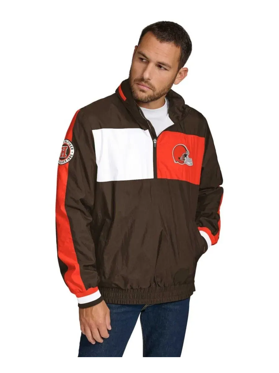 Легкая куртка-худи с полузастежкой Gael Cleveland Browns Tommy Hilfiger — изображение 1 из 4, коричневый