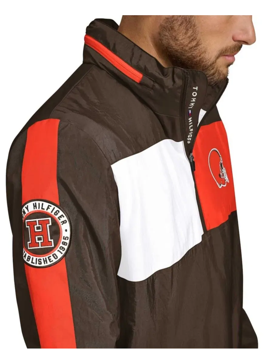 Легкая куртка-худи с полузастежкой Gael Cleveland Browns Tommy Hilfiger — изображение 2 из 4, коричневый