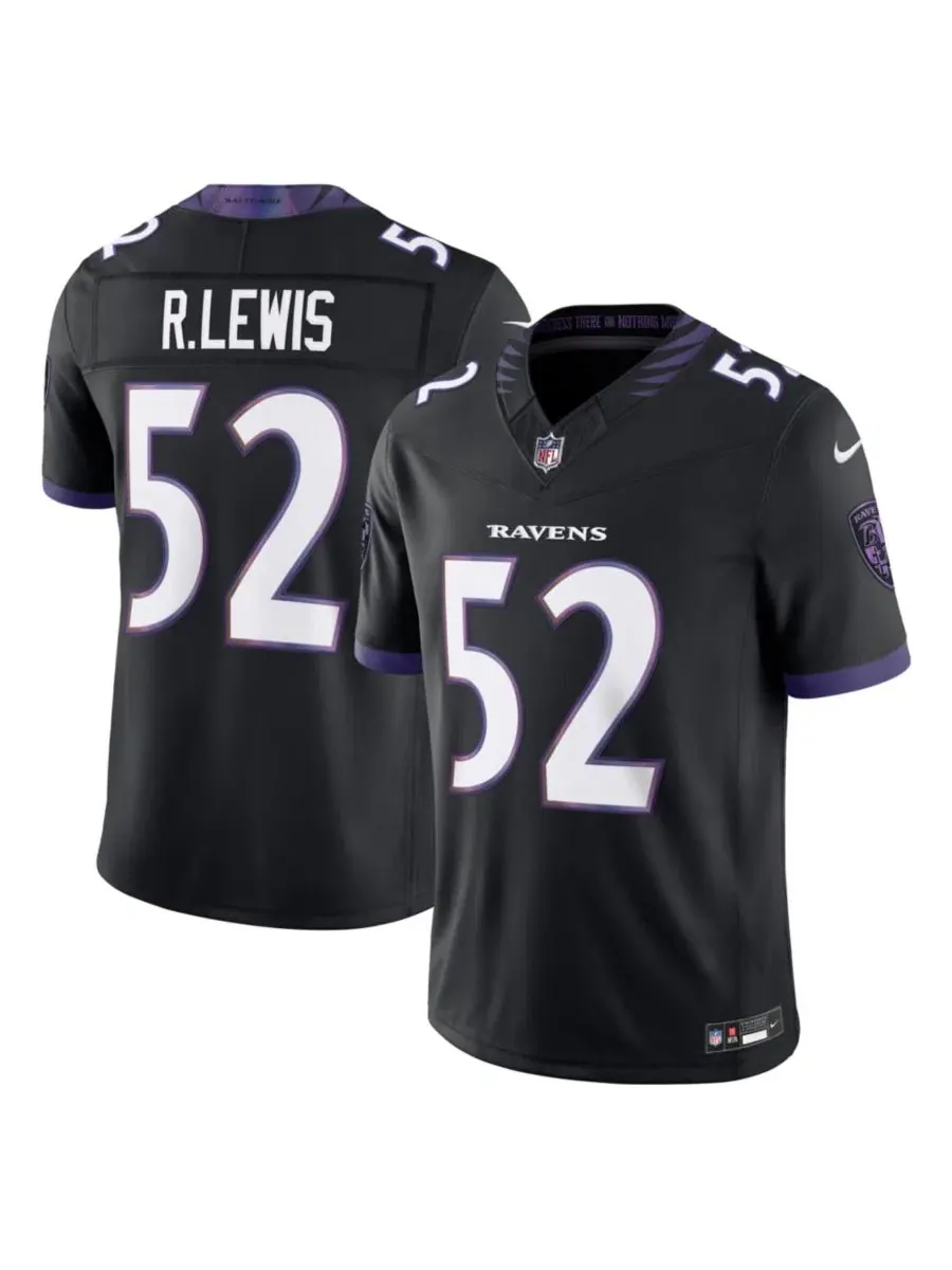 Мужская футболка с длинным рукавом Ray Lewis Black Baltimore Ravens Alternate Vapor F.U.S.E — изображение 1 из 3, черный