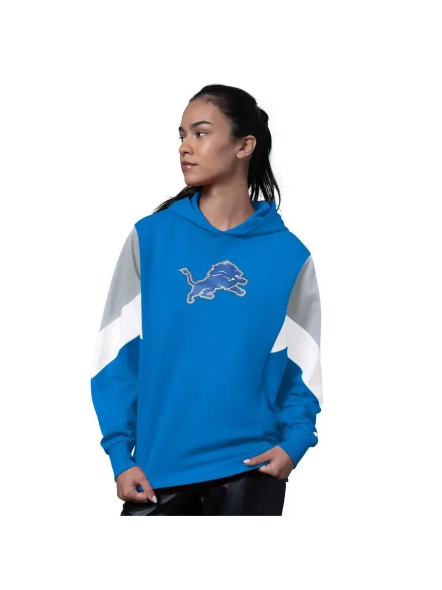 Starter Женская синяя толстовка с капюшоном Detroit Lions для тренировочных игр — изображение 1 из 2, синий