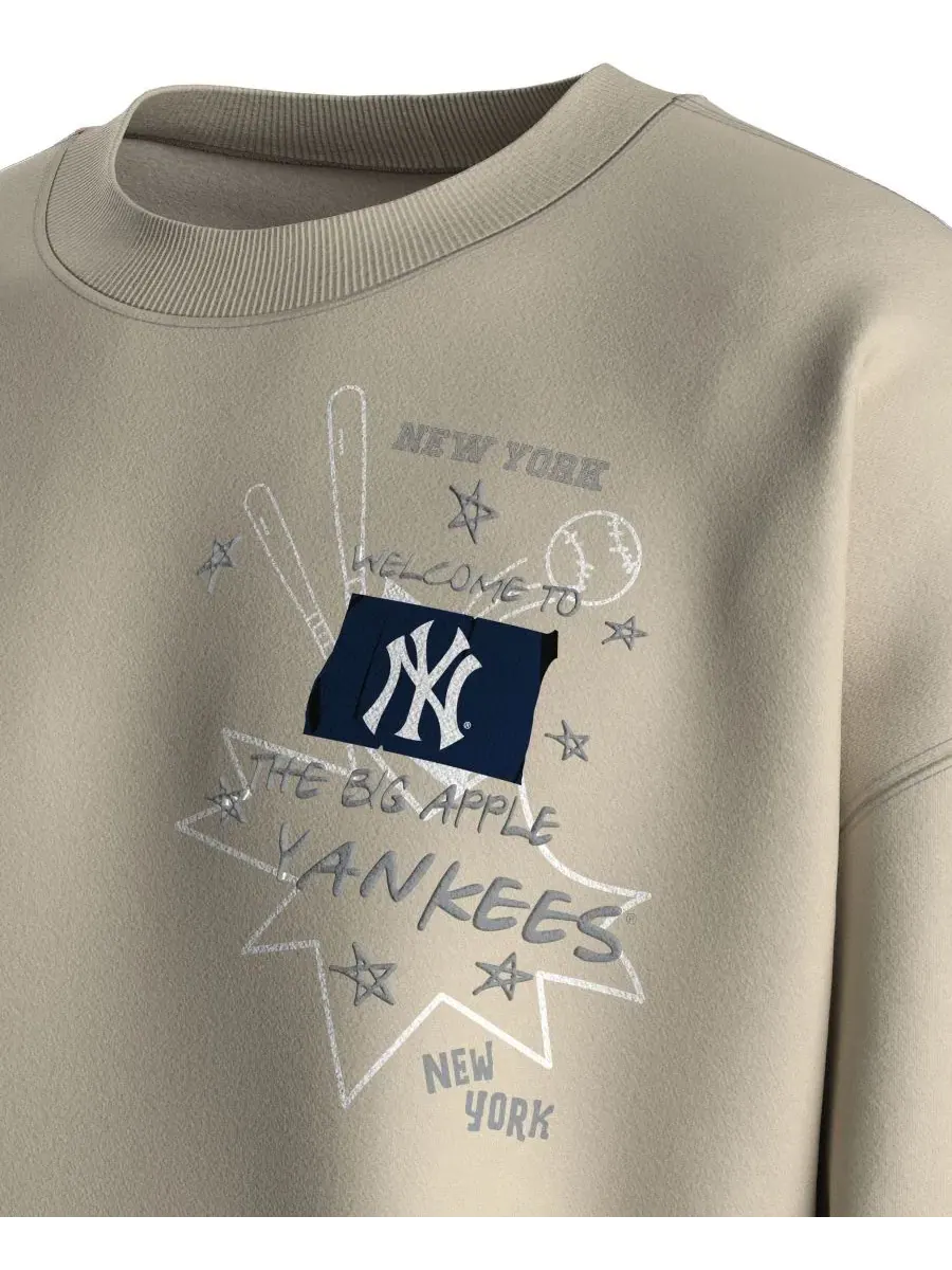 Женский свитшот из флиса с граффити-принтом New York Yankees Fanatics — изображение 3 из 5, бежевый