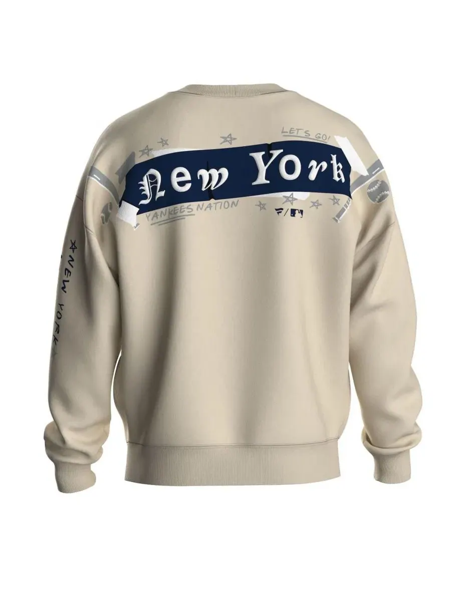 Женский свитшот из флиса с граффити-принтом New York Yankees Fanatics — изображение 4 из 5, бежевый