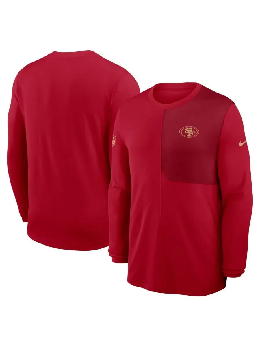 Мужская алая футболка с длинным рукавом San Francisco 49ers Sideline Coach UV Performance Nike — изображение 1 из 3, алый