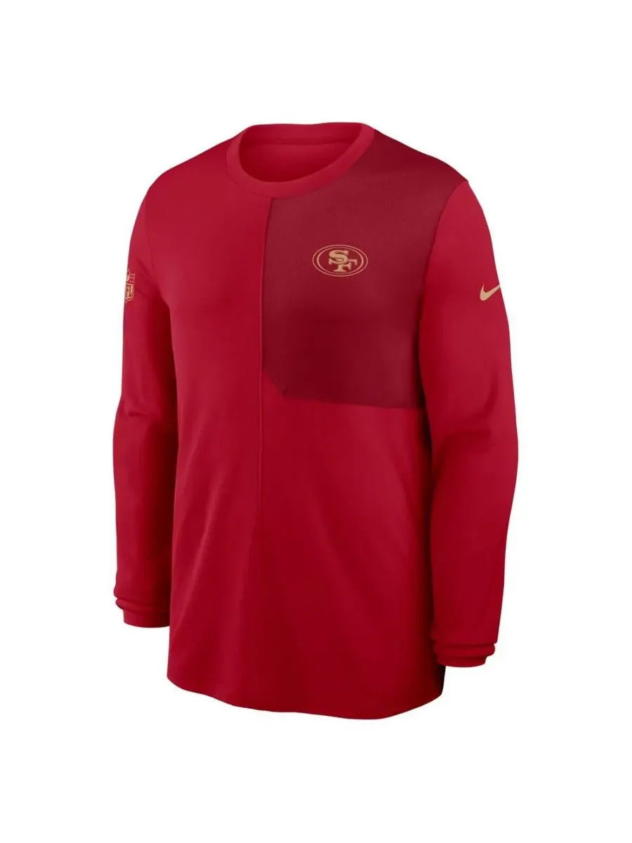 Мужская алая футболка с длинным рукавом San Francisco 49ers Sideline Coach UV Performance Nike — изображение 3 из 3, алый