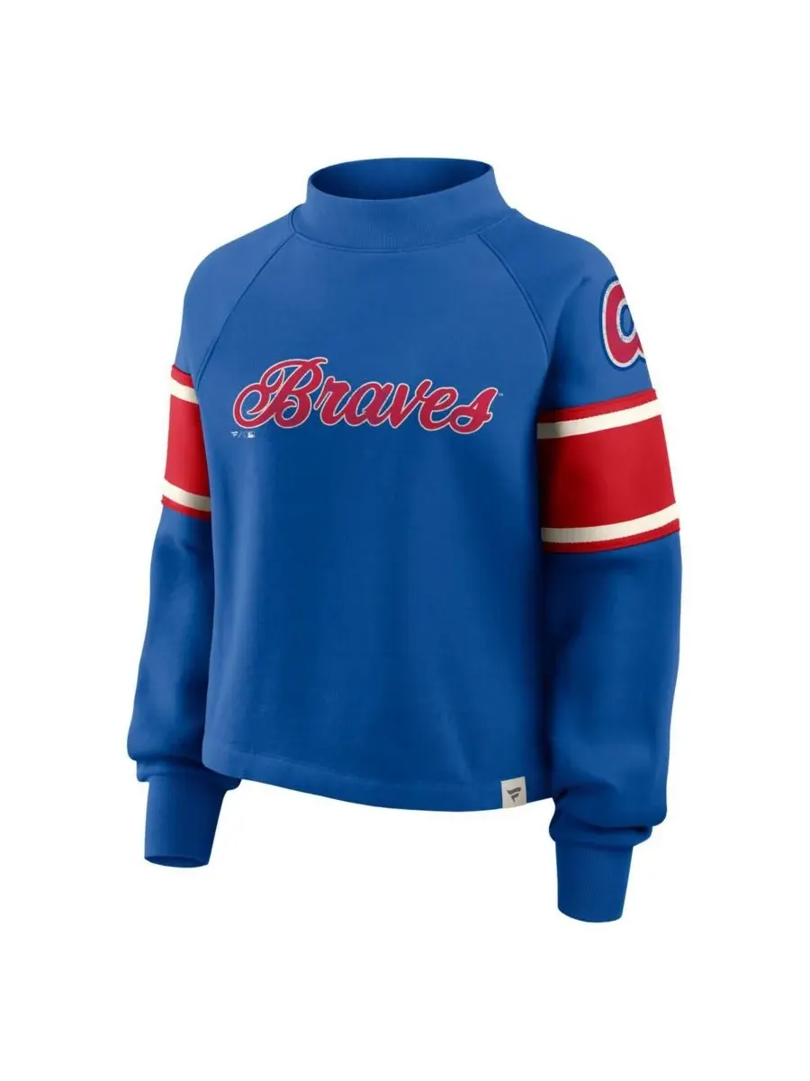 Женская толстовка-пуловер Royal Atlanta Braves Oversized Toss Sweep Raglan Fanatics — изображение 2 из 3, красный