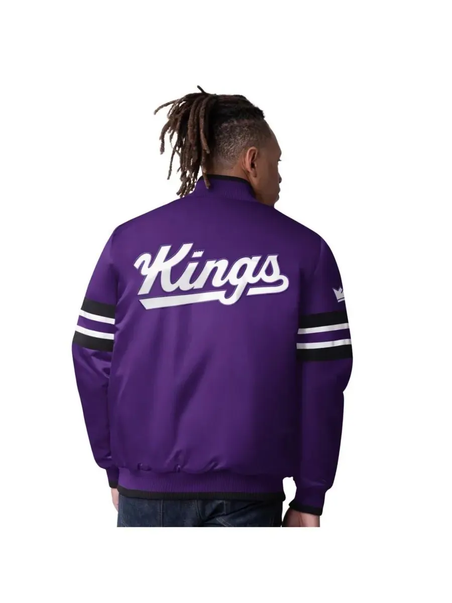Starter Мужская фиолетовая атласная куртка-бомбер Sacramento Kings Scout Varsity с застежкой на — изображение 2 из 2