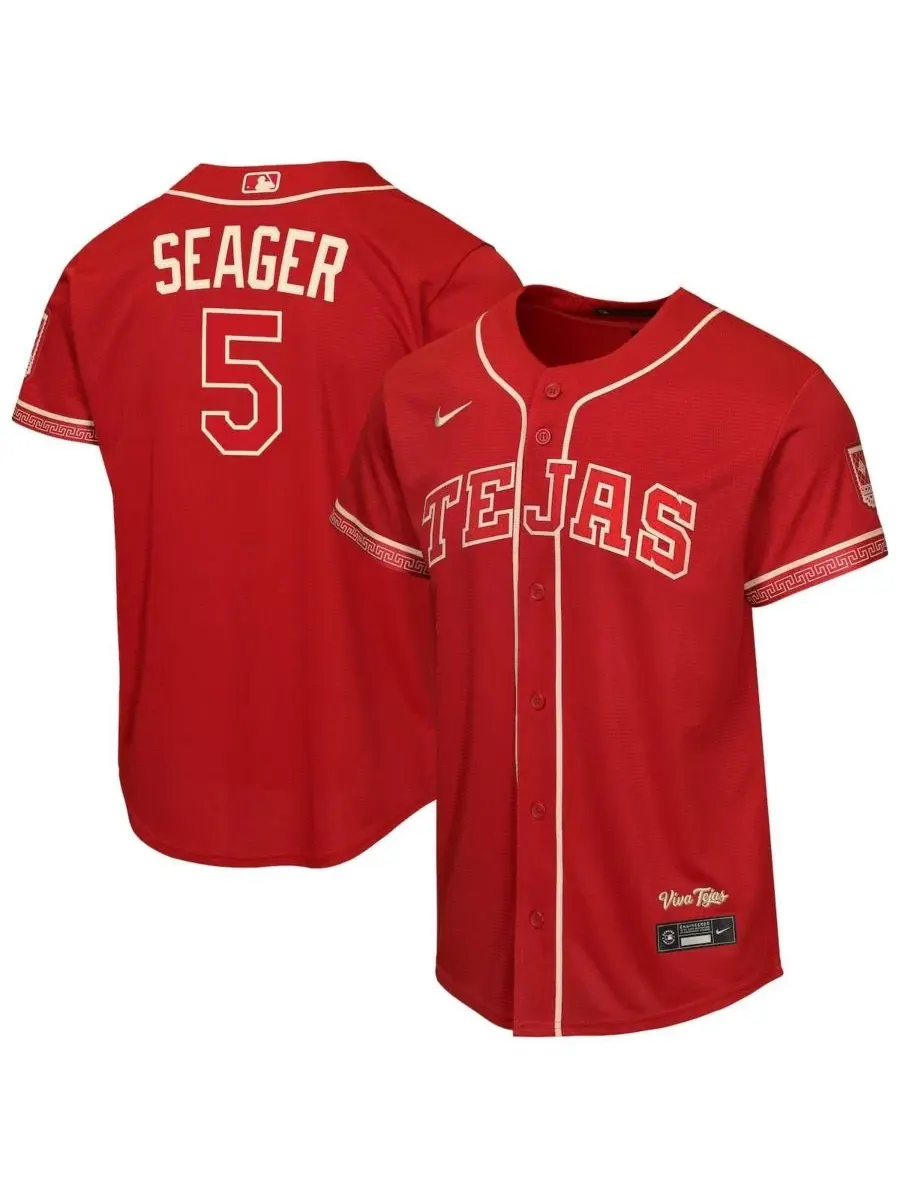Детская футболка с коротким рукавом Corey Seager Red Texas Rangers 2026 City Connect Stadium Nike