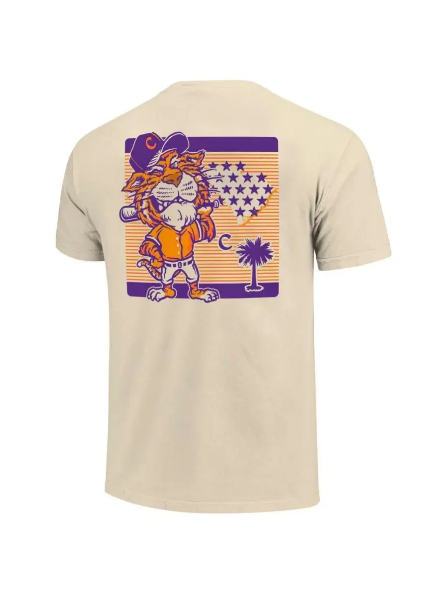 Футболка с принтом Palmetto C Clemson Tigers Image One — изображение 3 из 3, бежевый