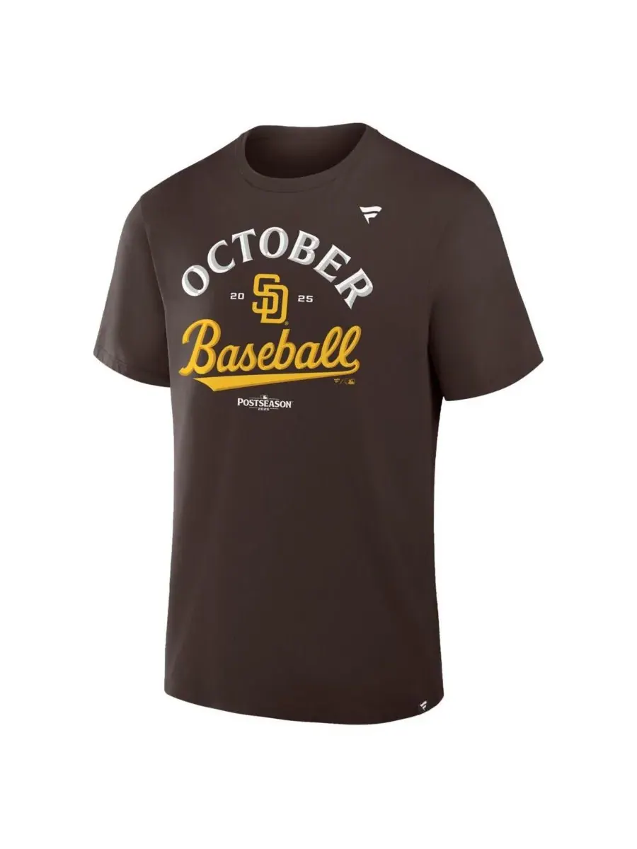 Fanatics Мужская коричневая футболка San Diego Padres 2025 MLB Postseason Locker Room — изображение 2 из 3, коричневый