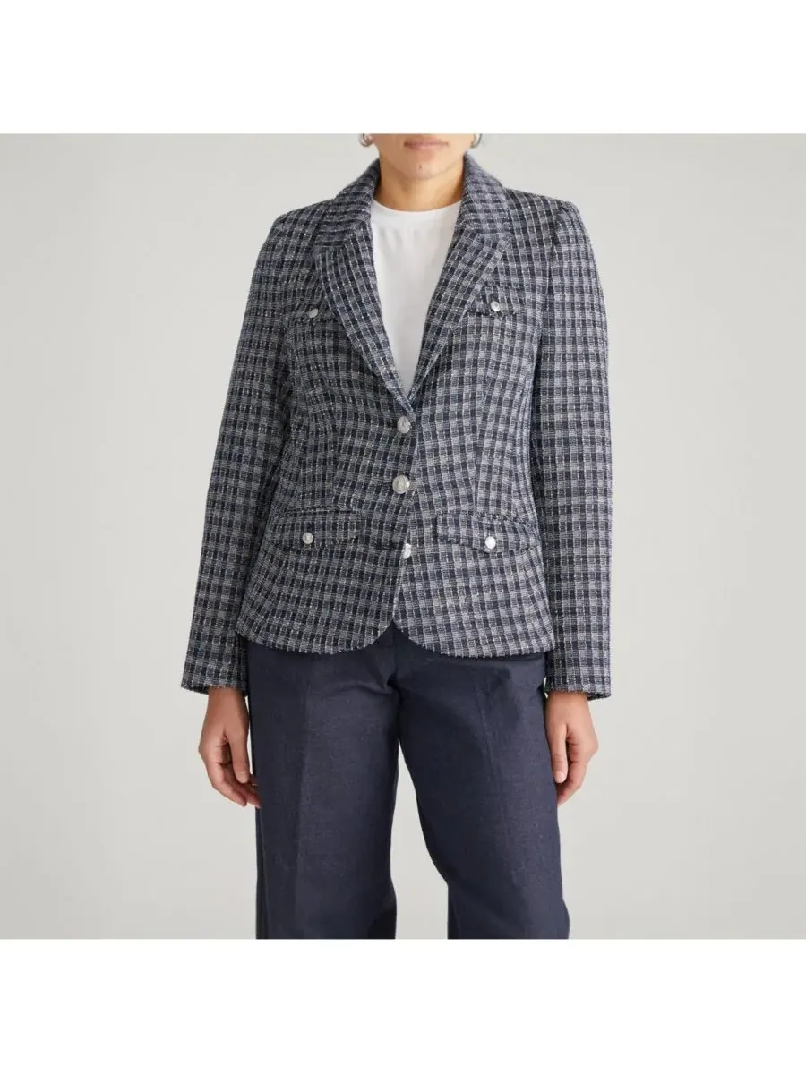 Блейзер из ткани понте большого размера с 4 карманами Universal Standard, French Tweed — изображение 4 из 6