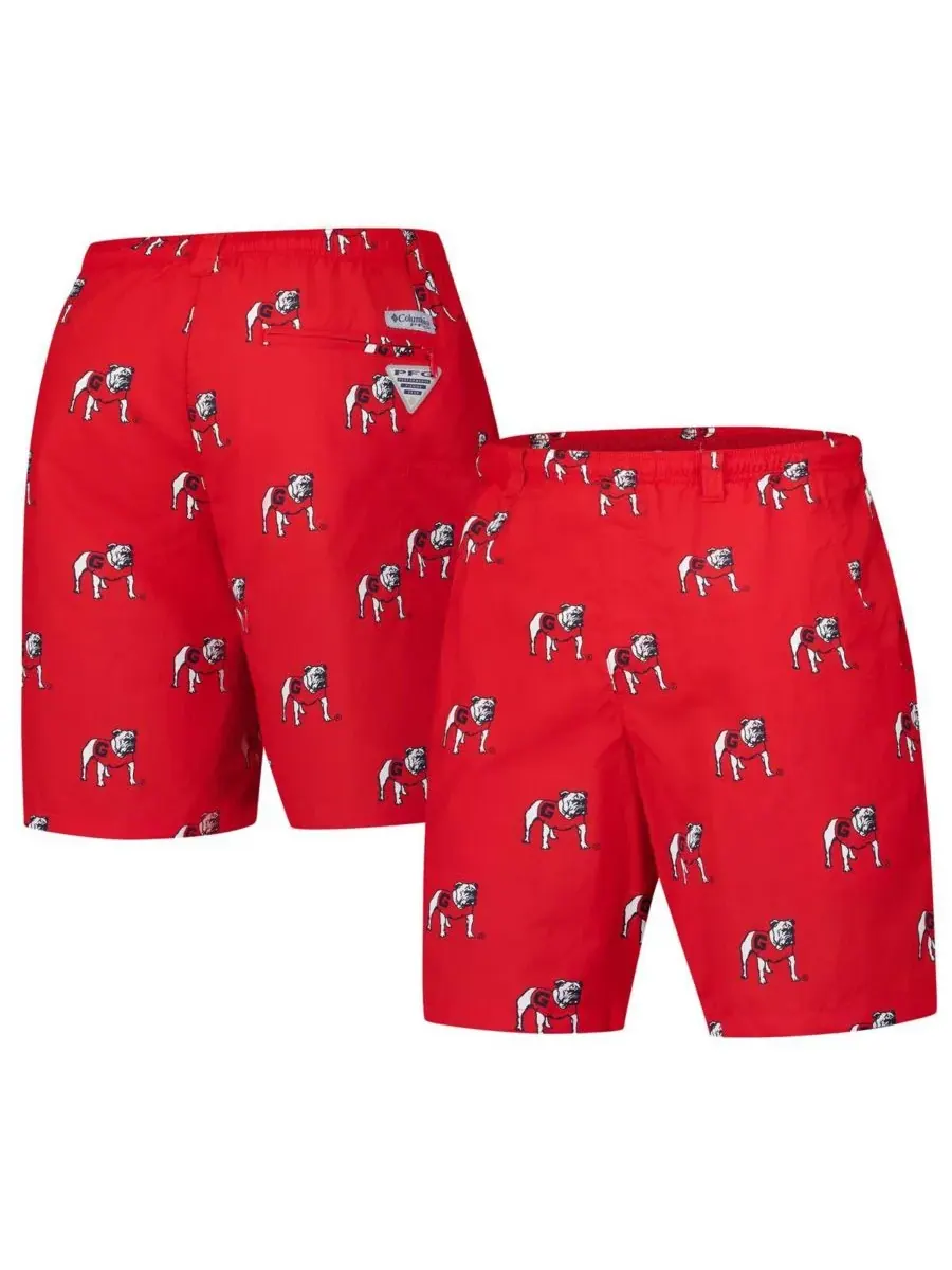Columbia Мужские красные шорты Georgia Bulldogs PFG Back Cast III Omni-Shade — изображение 1 из 3, красный