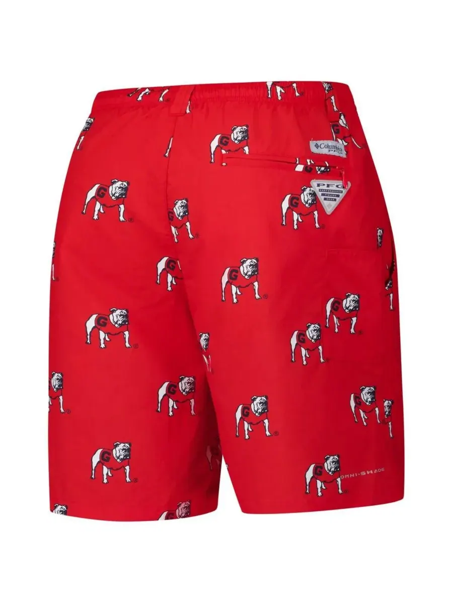 Columbia Мужские красные шорты Georgia Bulldogs PFG Back Cast III Omni-Shade — изображение 2 из 3, красный
