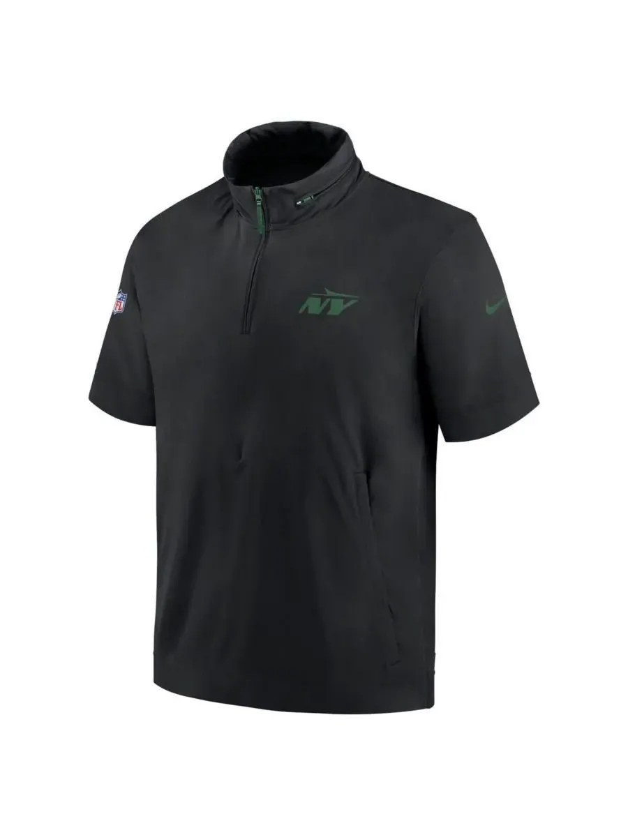 Nike Мужская черная толстовка с коротким рукавом и молнией до середины груди New York Jets 2024 — изображение 3 из 3