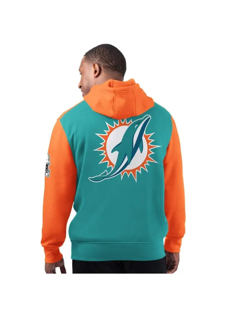 Мужская толстовка с капюшоном Aqua Miami Dolphins Extreme Pullover Hoodie Starter — изображение 2 из 2, голубой