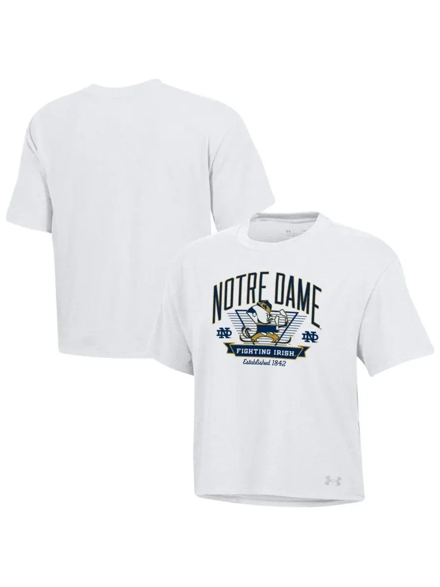 Under Armour Женская белая укороченная футболка Notre Dame Fighting Irish Essentials Icon — изображение 1 из 3, белый