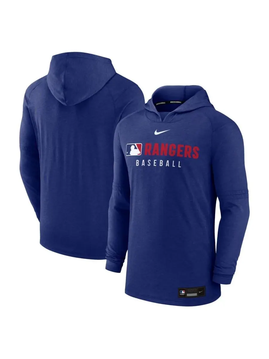 Мужская толстовка с капюшоном Heather Royal Texas Rangers Authentic Collection Tri-Blend — изображение 1 из 3, синий