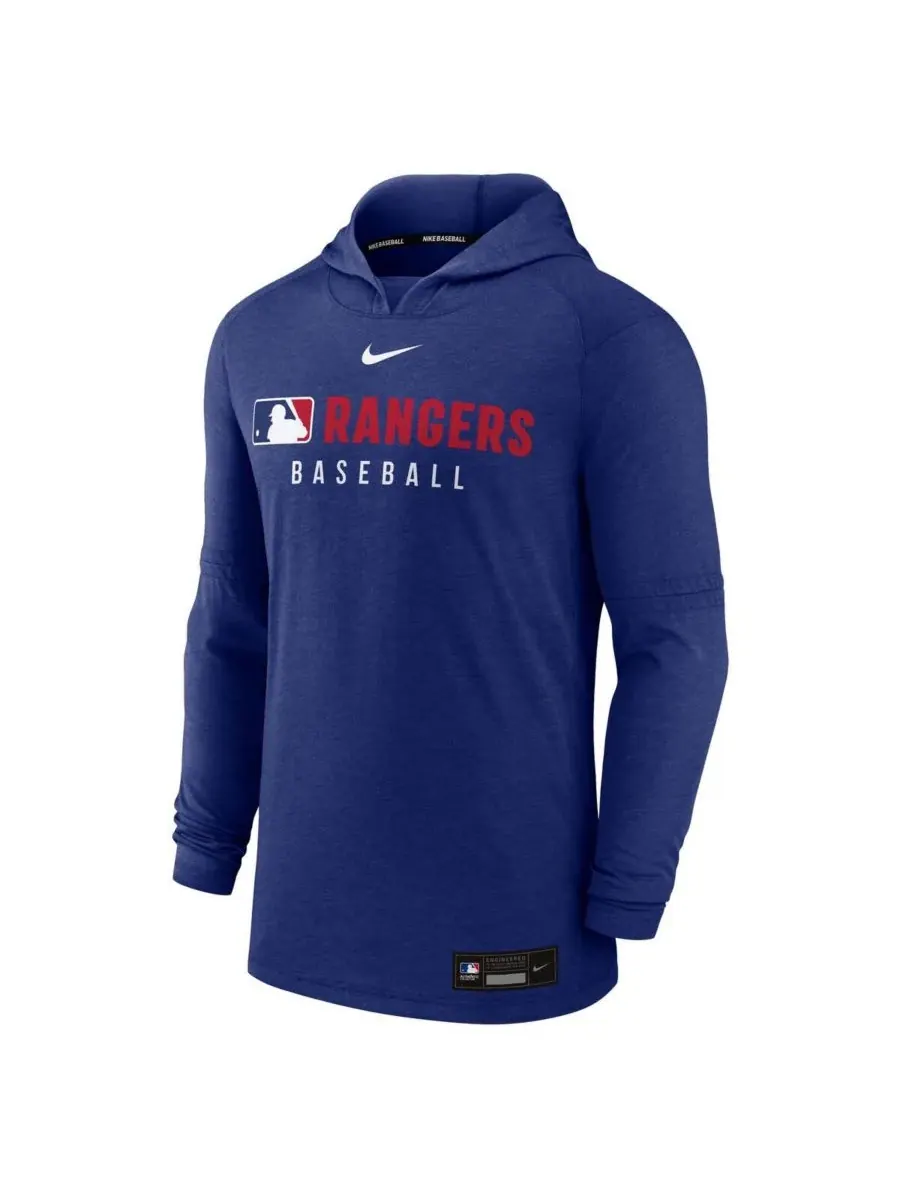 Мужская толстовка с капюшоном Heather Royal Texas Rangers Authentic Collection Tri-Blend — изображение 3 из 3, синий
