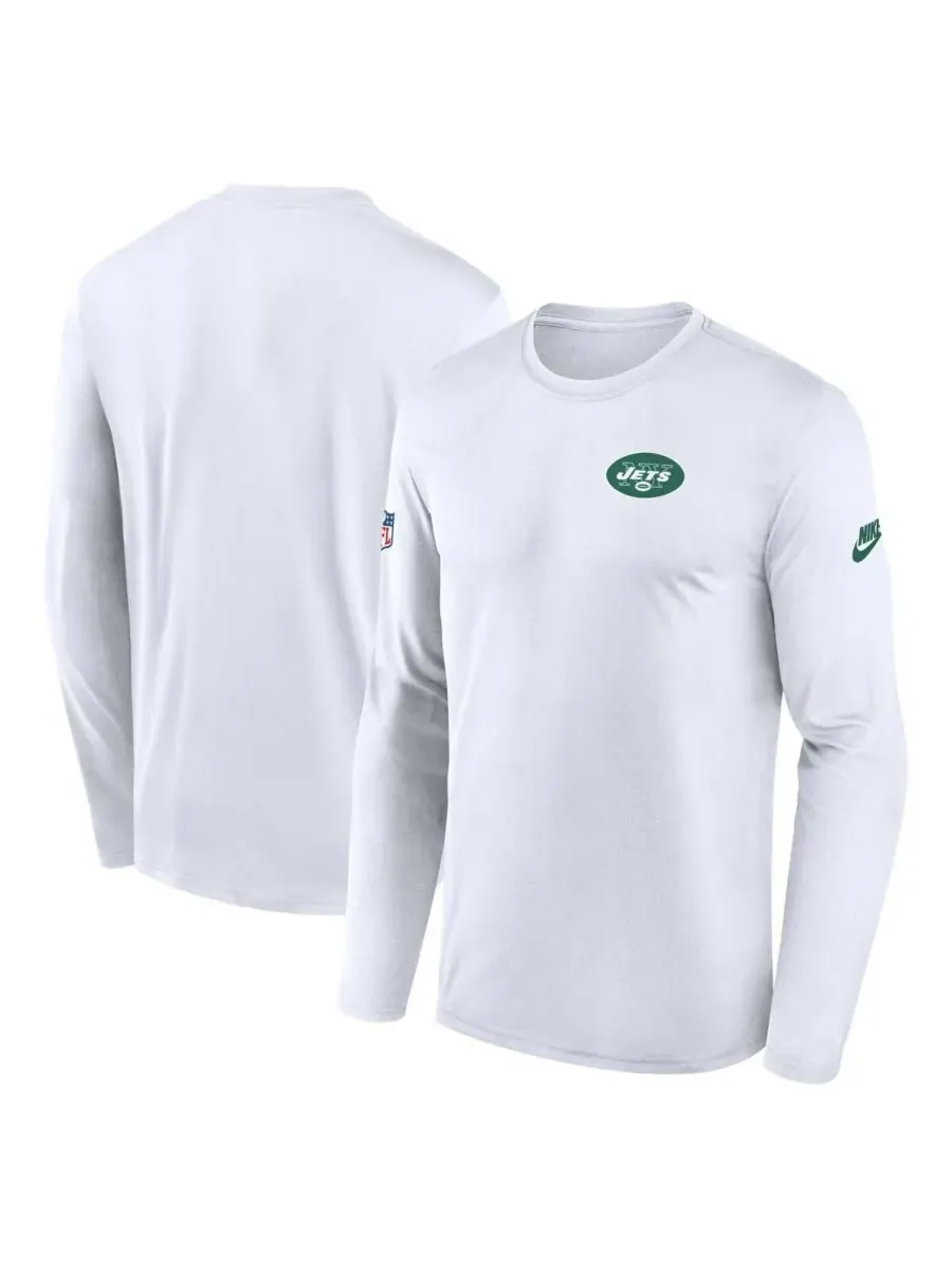 Nike Мужская белая футболка с длинными рукавами New York Jets Legend с небольшим логотипом — изображение 1 из 3, белый