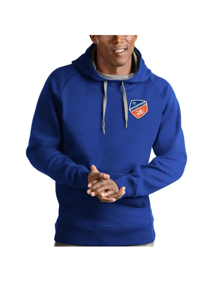 Мужская толстовка с капюшоном Royal FC Cincinnati Logo Victory Pullover Hoodie Antigua — изображение 1 из 1, королевский