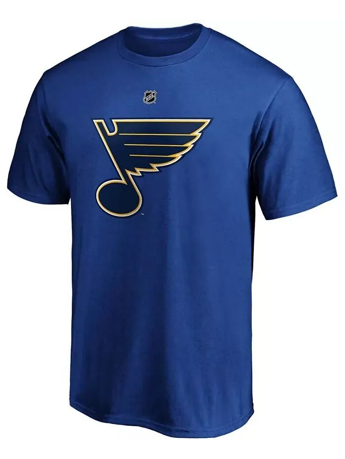 Мужская синяя футболка Fanatics с логотипом Jordan Binnington St. Louis Blues Team с именем и — изображение 2 из 3