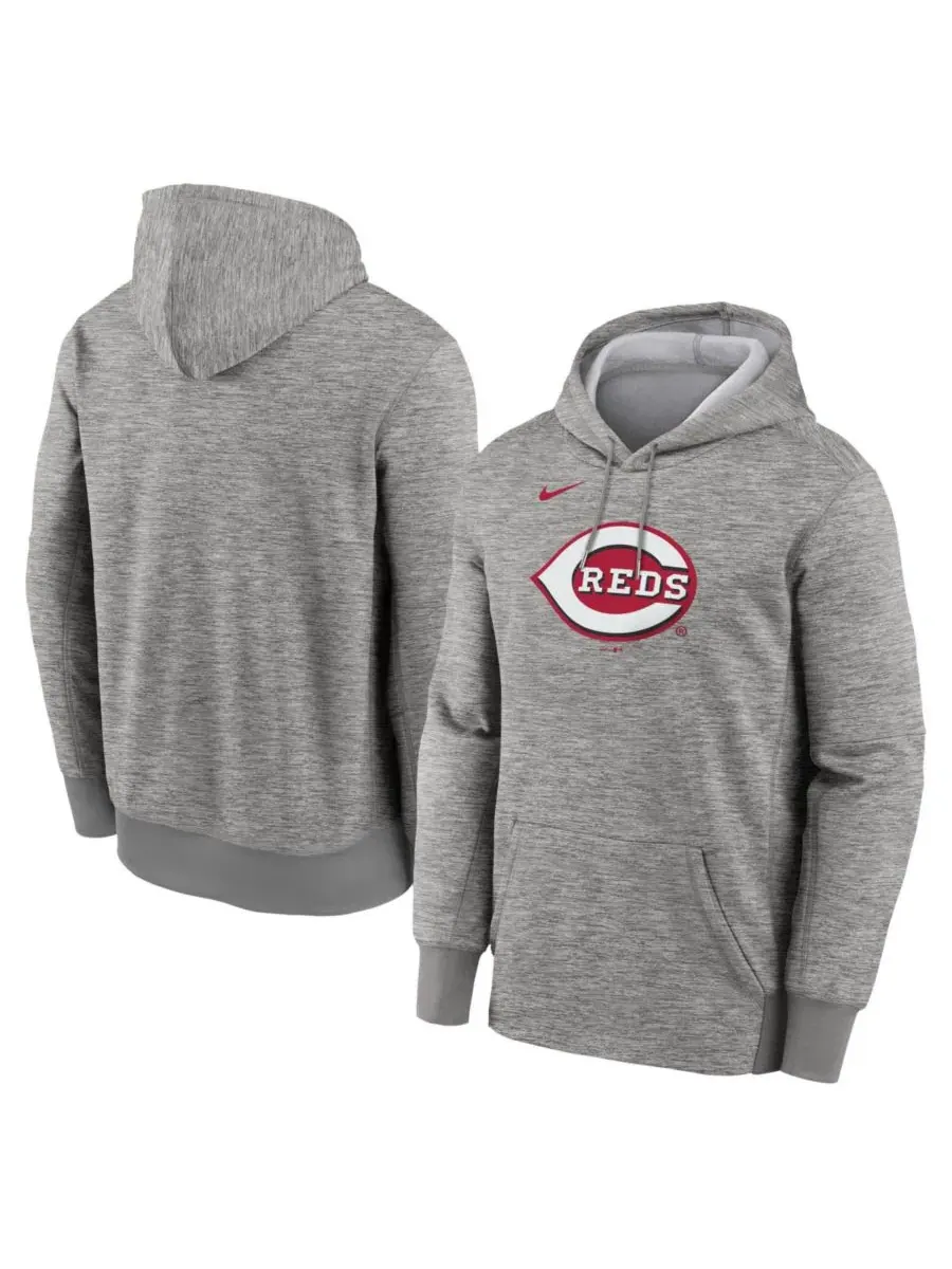 Мужская толстовка Therma серого цвета с основным логотипом Cincinnati Reds Nike — изображение 1 из 3, серый