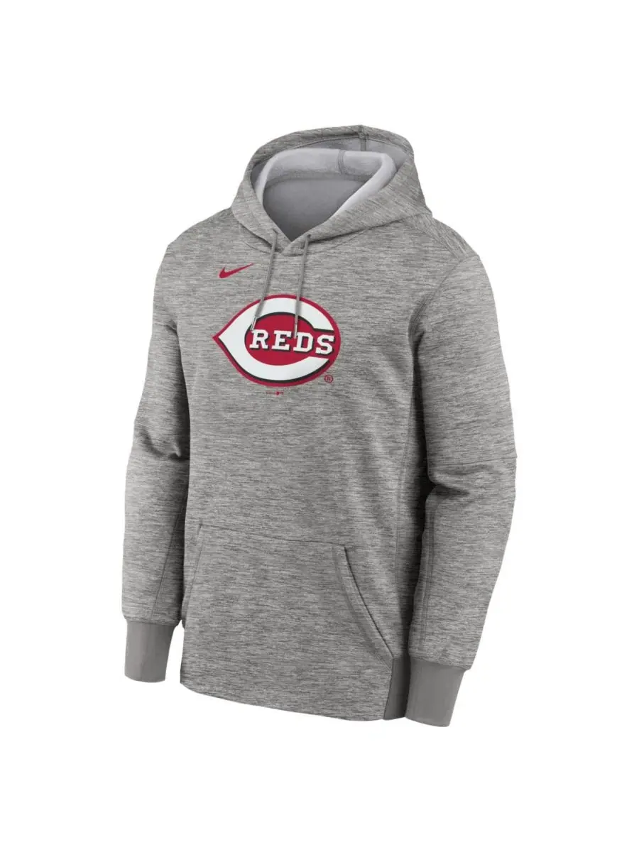 Мужская толстовка Therma серого цвета с основным логотипом Cincinnati Reds Nike — изображение 2 из 3, серый