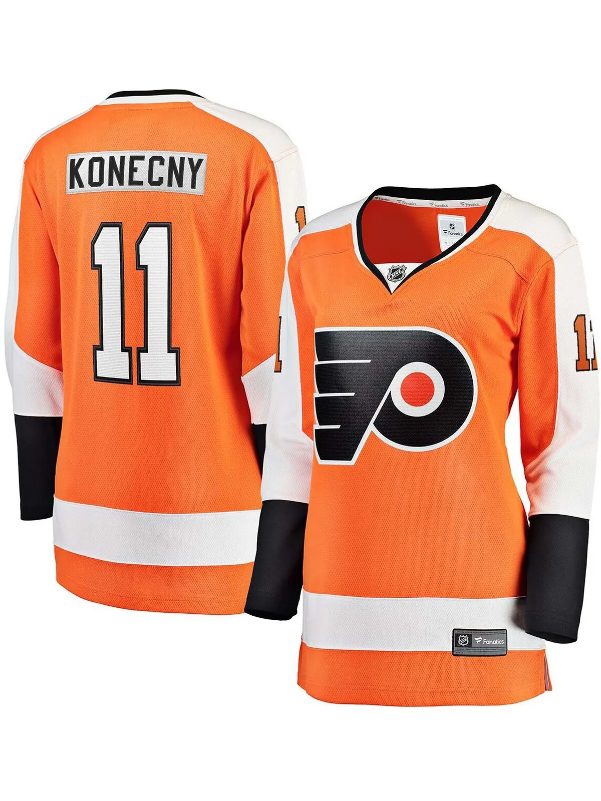 Женская футболка Travis Konecny ​​Orange Philadelphia Flyers Home Premier Breakaway Player Fanatics — изображение 1 из 4