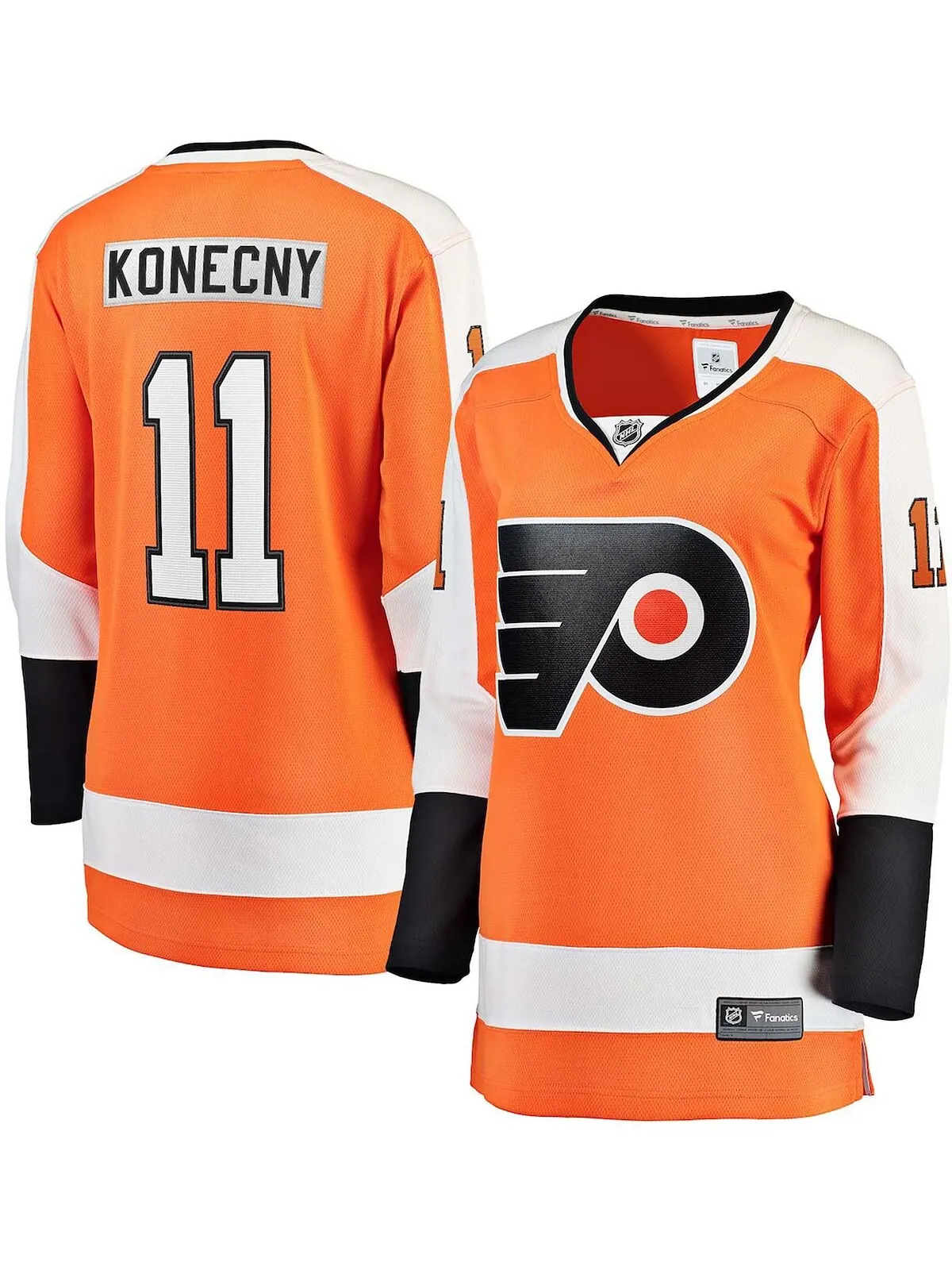Женская футболка Travis Konecny ​​Orange Philadelphia Flyers Home Premier Breakaway Player Fanatics — изображение 2 из 4