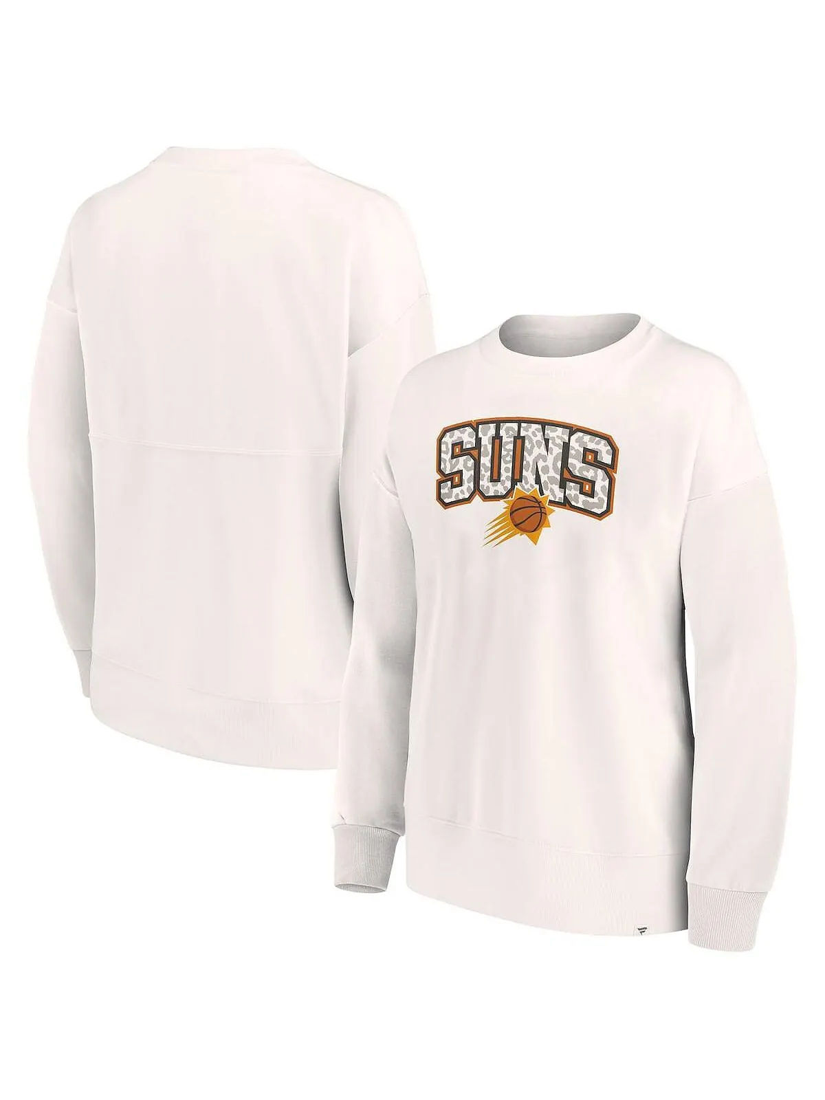 Женский пуловер с леопардовым принтом белого цвета с логотипом Phoenix Suns в тон Fanatics — изображение 1 из 3, белый