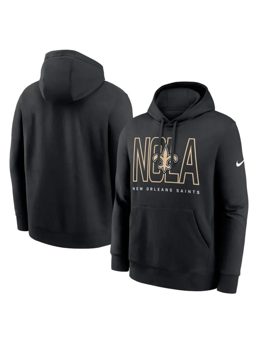Nike Мужская черная флисовая толстовка с капюшоном New Orleans Saints Busted Play Club — изображение 1 из 3, черный