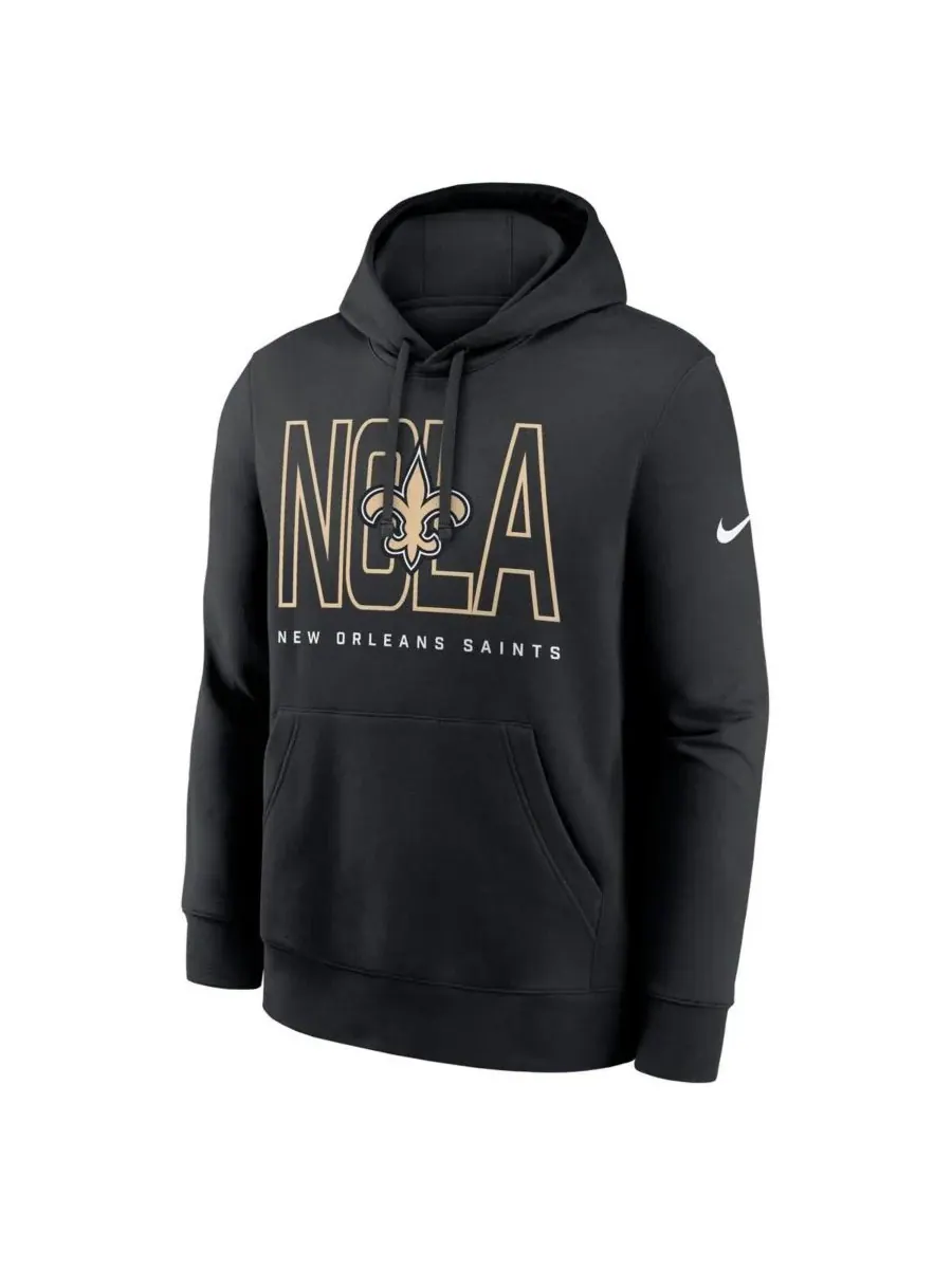 Nike Мужская черная флисовая толстовка с капюшоном New Orleans Saints Busted Play Club — изображение 3 из 3, черный