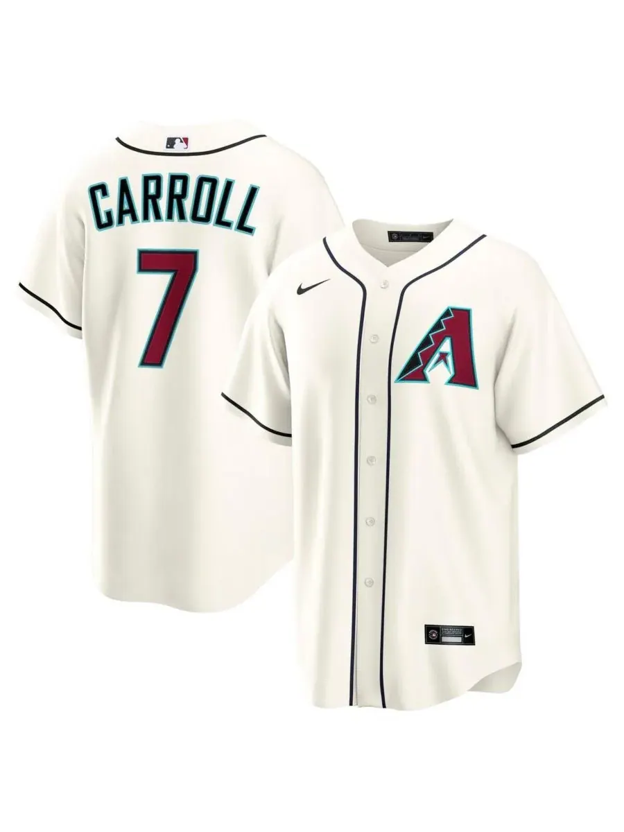 Nike Мужская кремовая домашняя футболка Corbin Carroll Arizona Diamondbacks, реплика версии 2.0 — изображение 1 из 3, бежевый