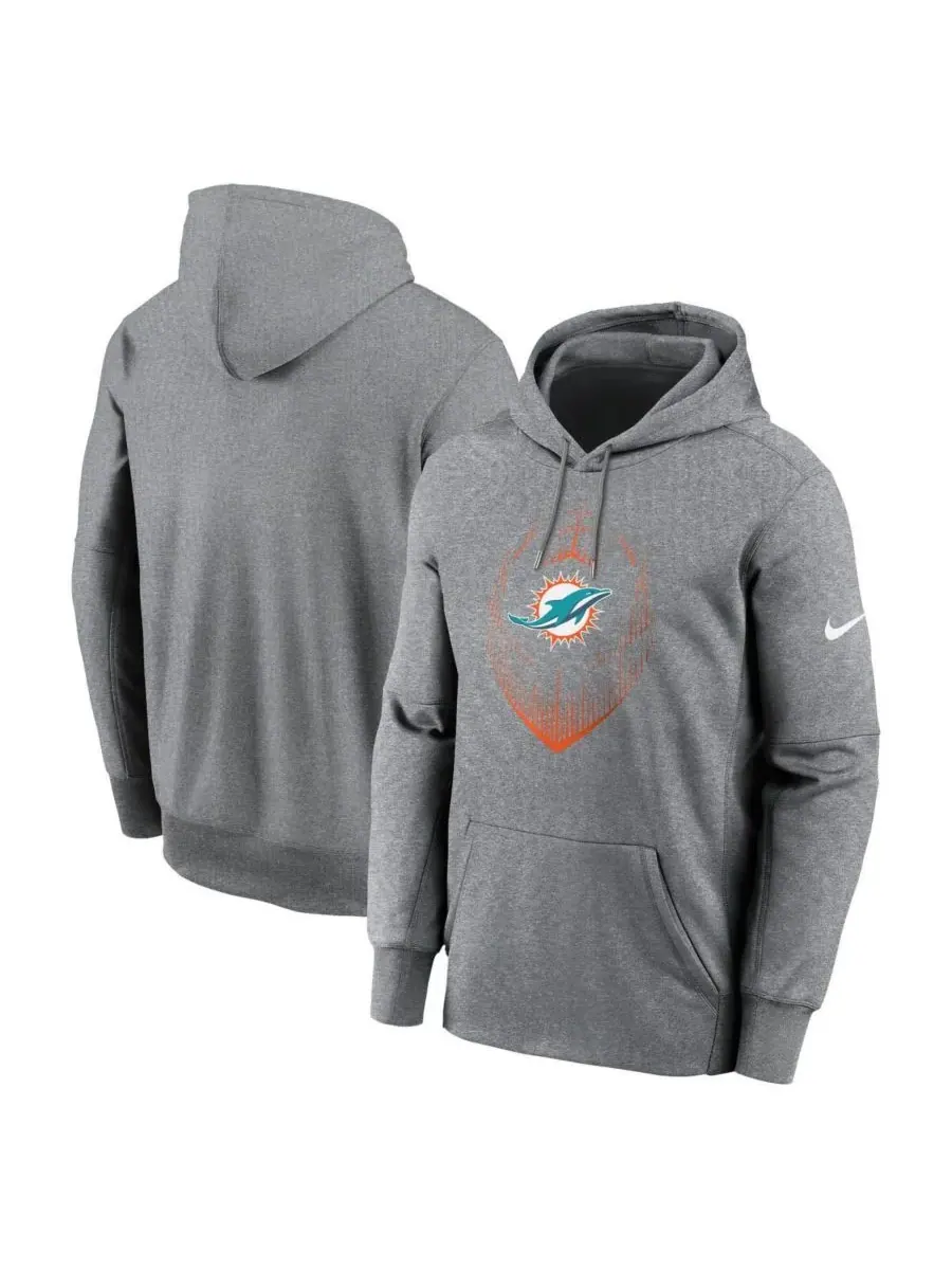 Nike Мужская толстовка с капюшоном Miami Dolphins Icon Performance серого цвета — изображение 1 из 3, серый