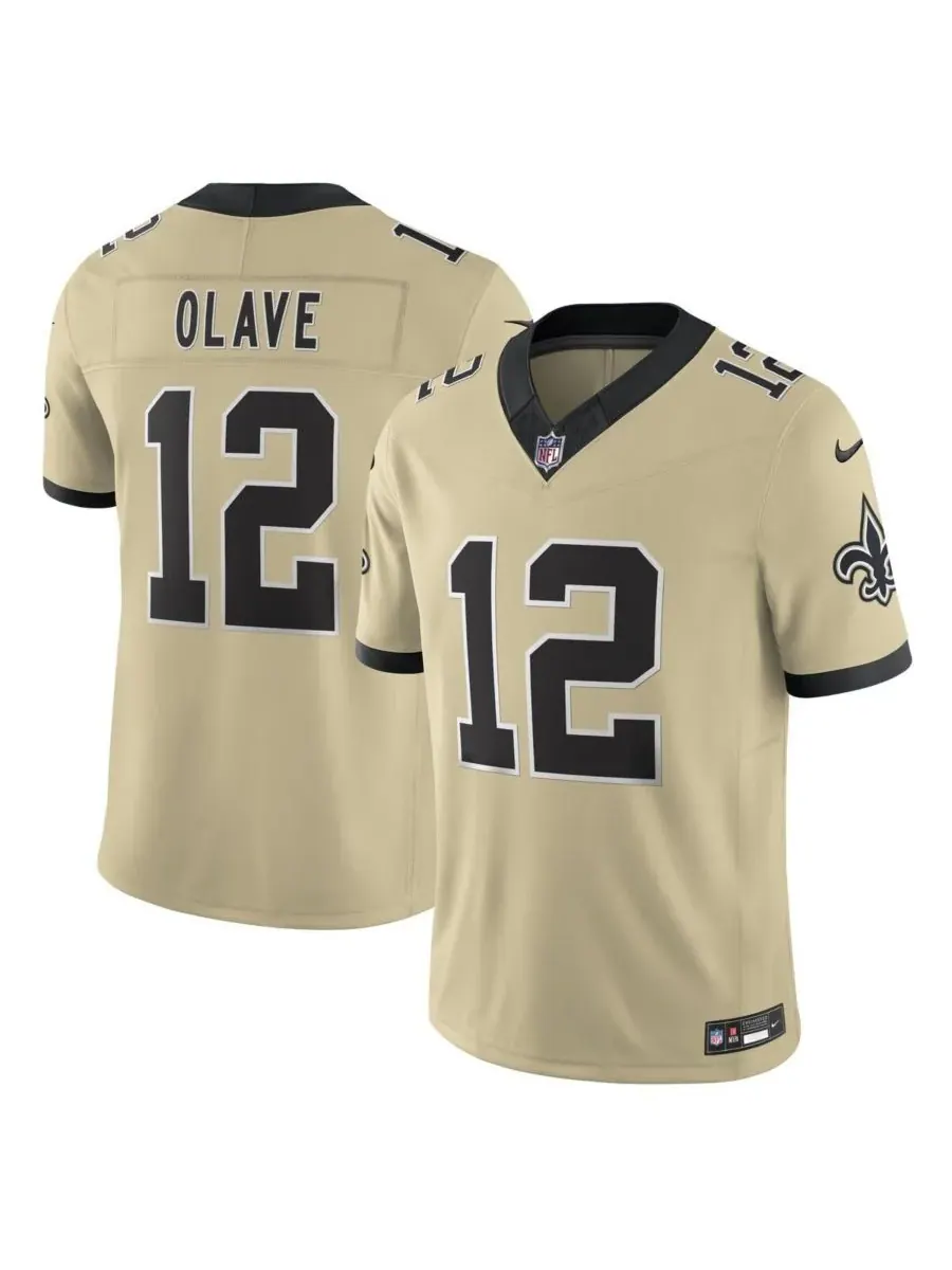 Nike Мужская золотая футболка Chris Olave New Orleans Saints Gameday Golds Alternate Vapor FUSE — изображение 1 из 3, золото