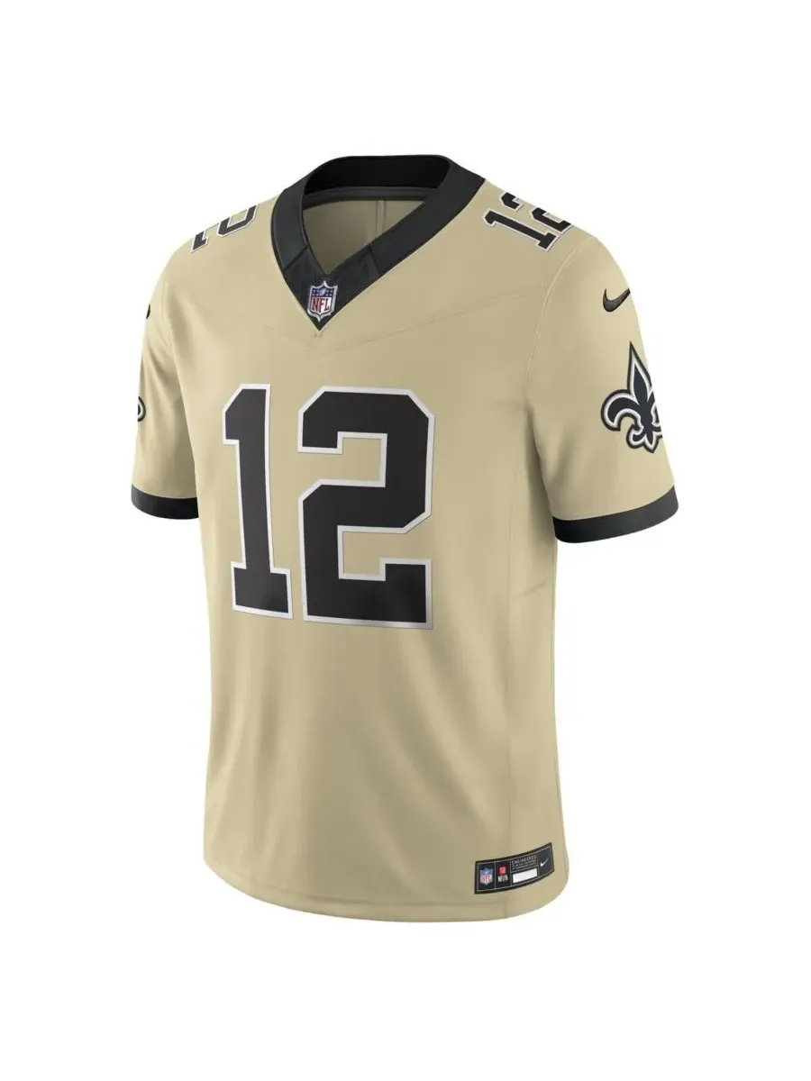 Nike Мужская золотая футболка Chris Olave New Orleans Saints Gameday Golds Alternate Vapor FUSE — изображение 2 из 3, золото