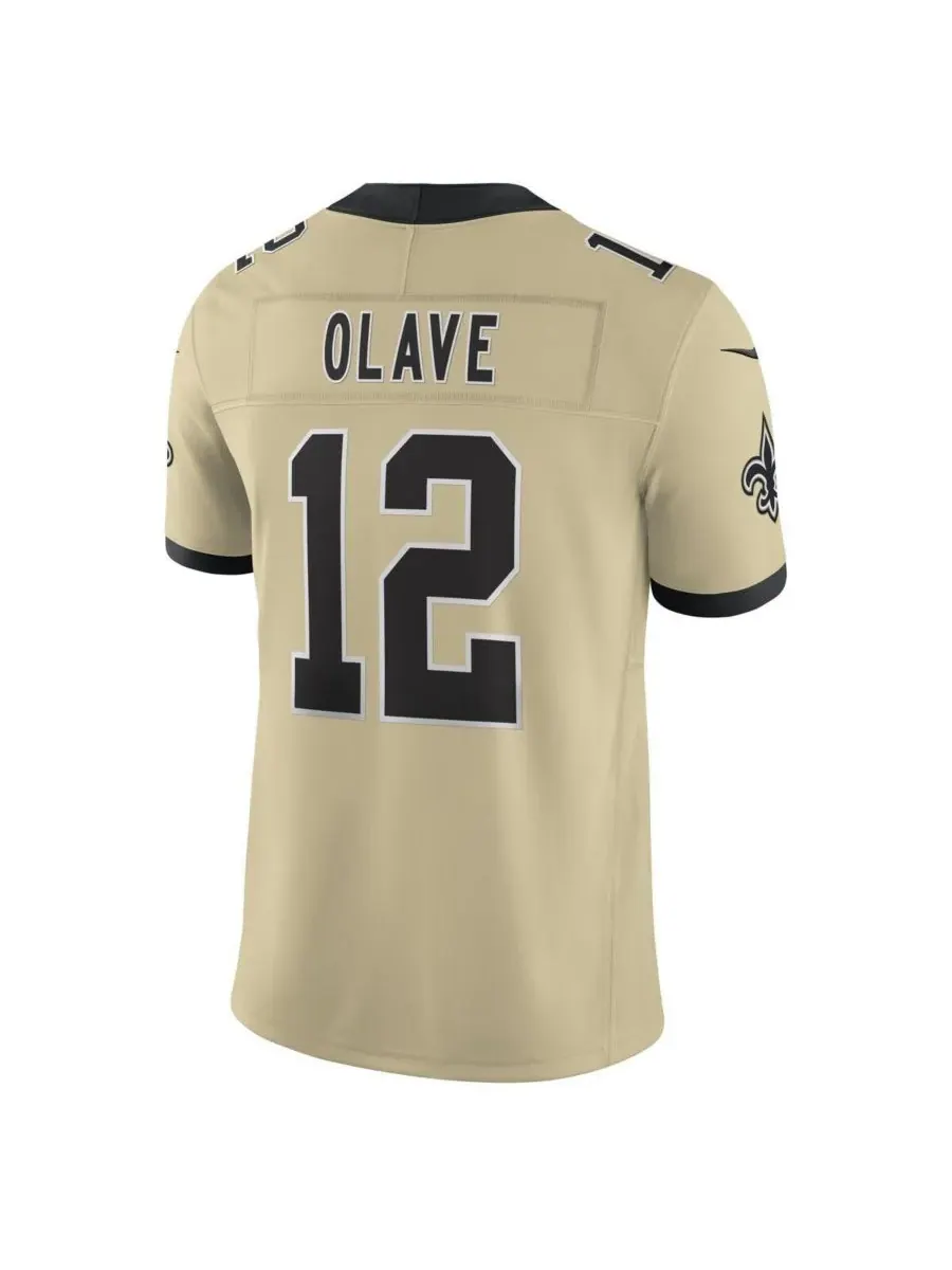 Nike Мужская золотая футболка Chris Olave New Orleans Saints Gameday Golds Alternate Vapor FUSE — изображение 3 из 3, золото