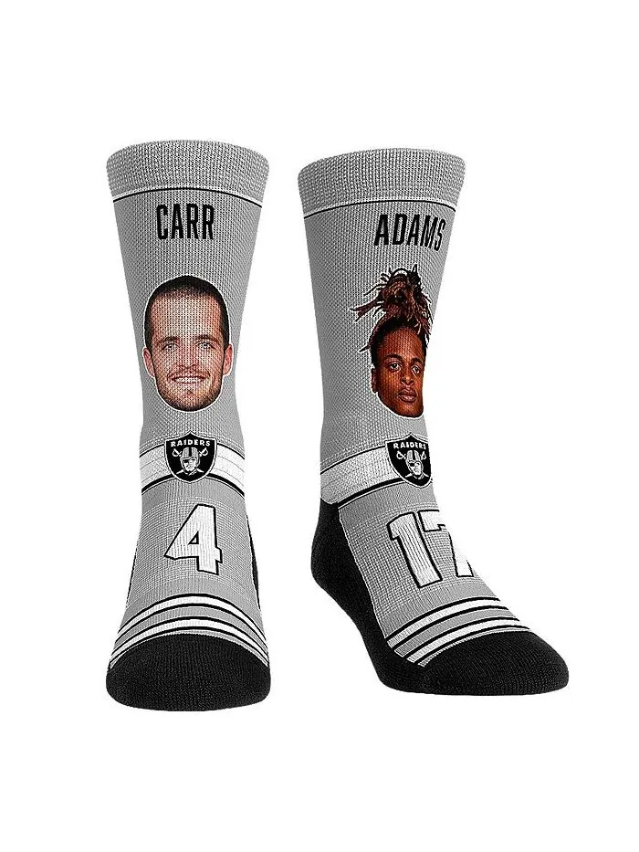 Мужские и женские носки Derek Carr & Даванте Адамс Игрок команды Las Vegas Raiders Crew Socks Rock — изображение 1 из 1