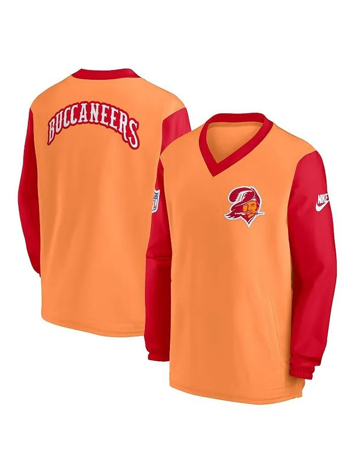 Мужской оранжевый пуловер с v-образным вырезом и ветровкой Tampa Bay Buccaneers Throwback Nike