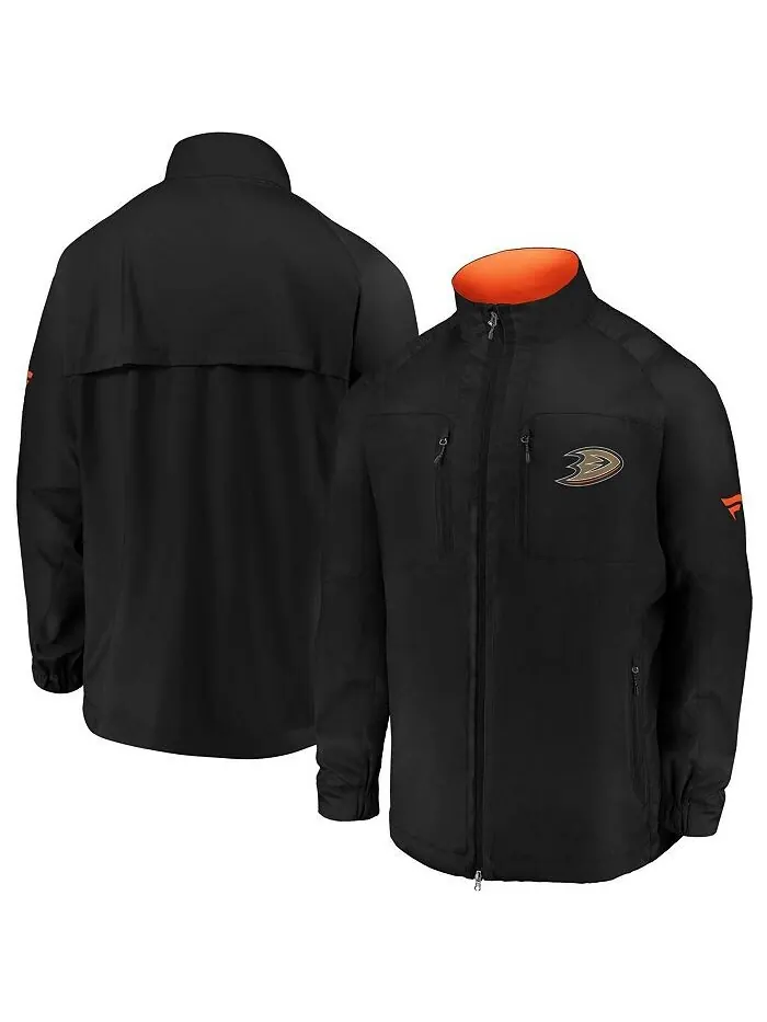 Мужская фирменная черная куртка Anaheim Ducks Authentic Pro Locker Room Rink с молнией во всю длину — изображение 1 из 2
